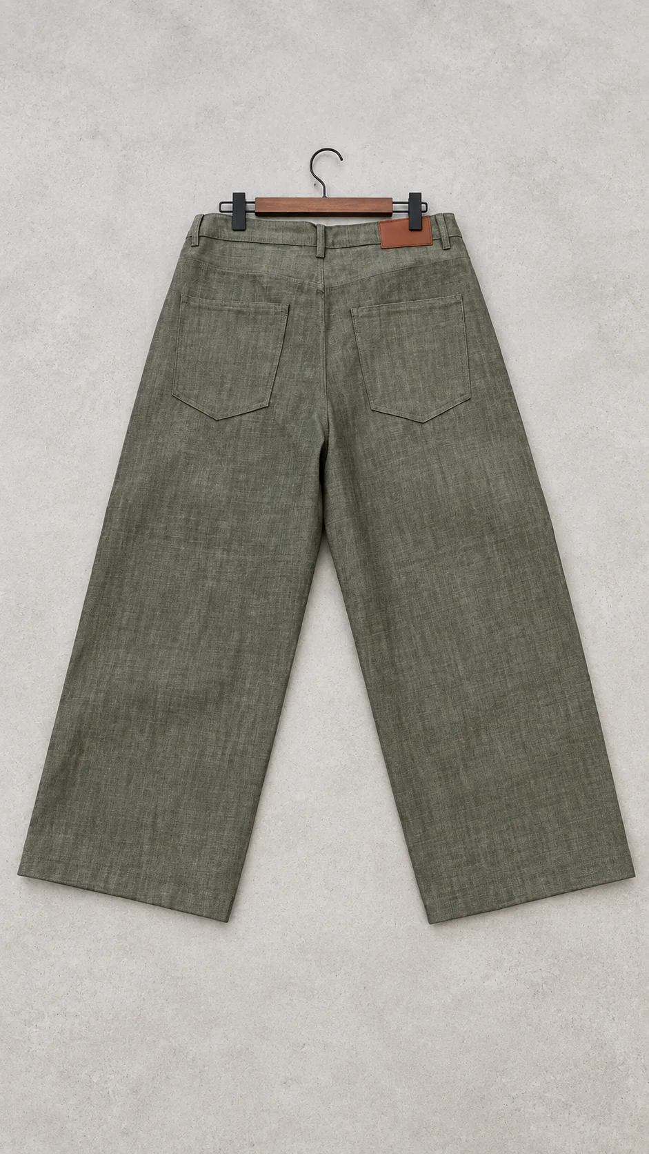Olive crosshatch: готовый образец SUN DENIM, вид сзади