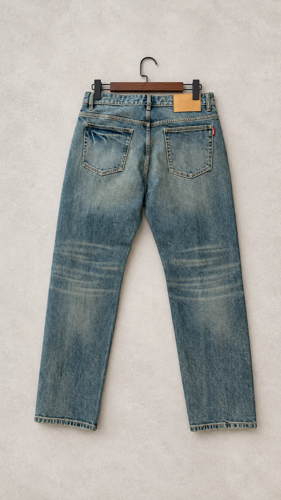 Light indigo: готовый образец SUN DENIM, вид сзади